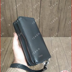 کیف موبایل و پول دو زیپ چرم گاوی دستدوز مدل i-850 برند ایزاکو